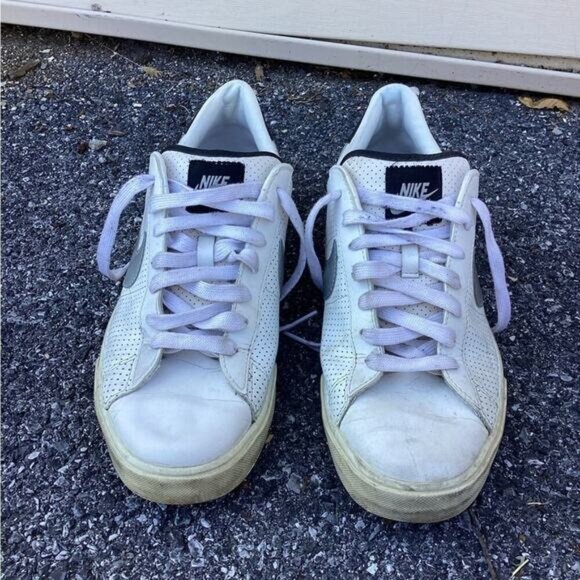 ~Nike Sweet Classic Leather Shoes White Black Silver 2009 Mens Size 11vintage - Picture 2 of 8